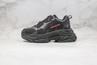 Balenciaga Triple S "Black-Pink All Over Logo"