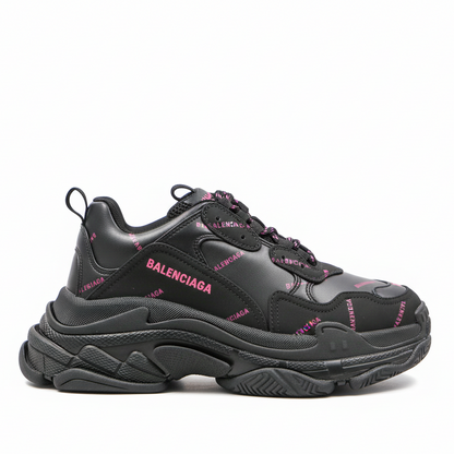 Balenciaga Triple S "Black-Pink All Over Logo"