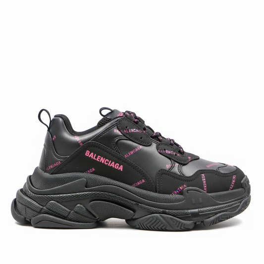 Balenciaga Triple S "Black-Pink All Over Logo"