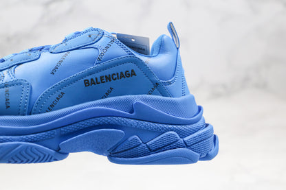 Balenciaga Triple S "Blue-All Over Logo"