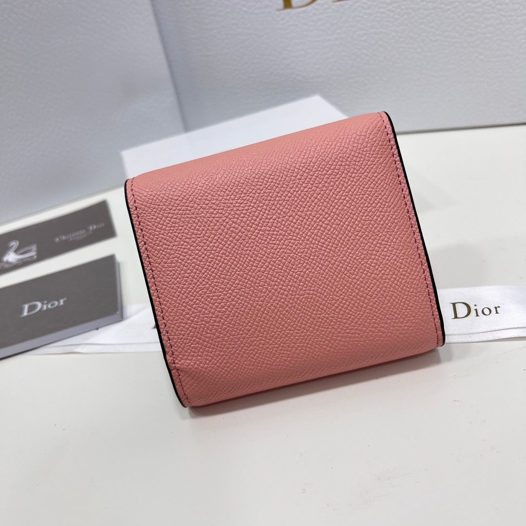 Dior Saddle Lotus Wallet Pink Goatskin