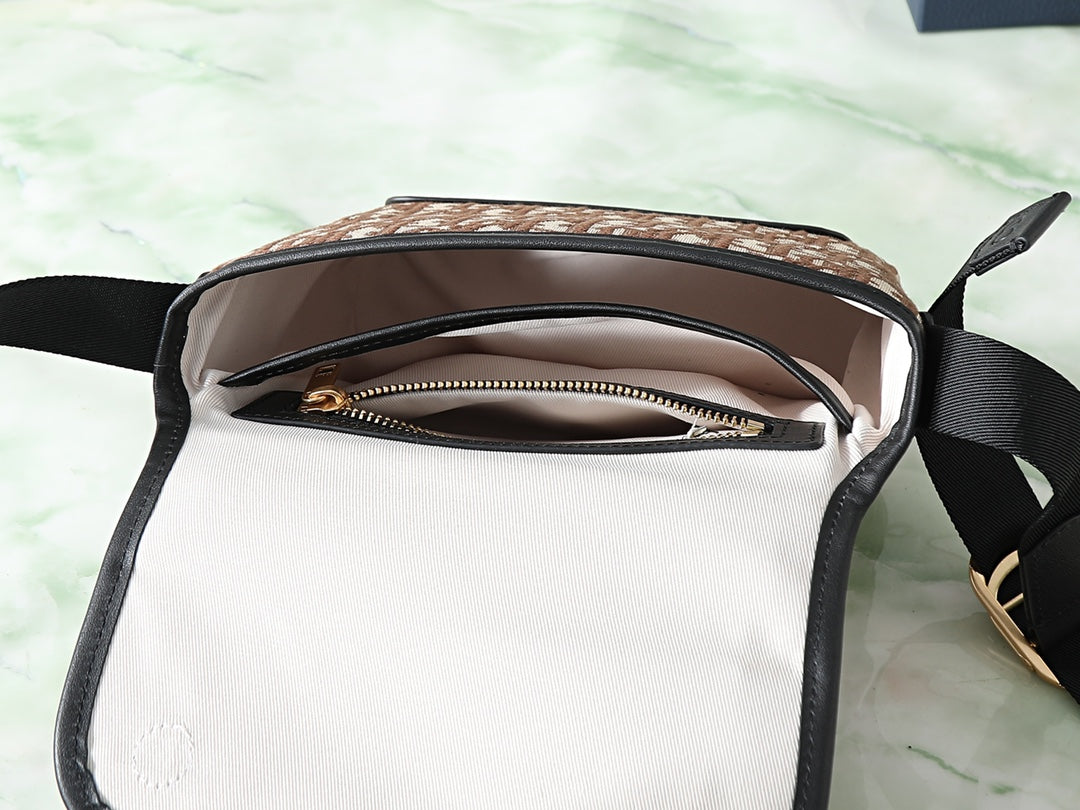 Dior Jett Mini Messenger Bag with Flap "Dior Oblique in Brown Jacquard"