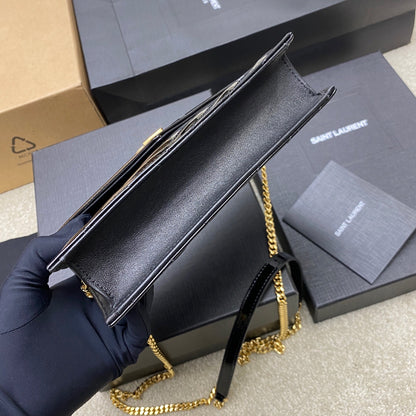 Saint Laurent Cassandre Envelope Chain Wallet in Patent Leather