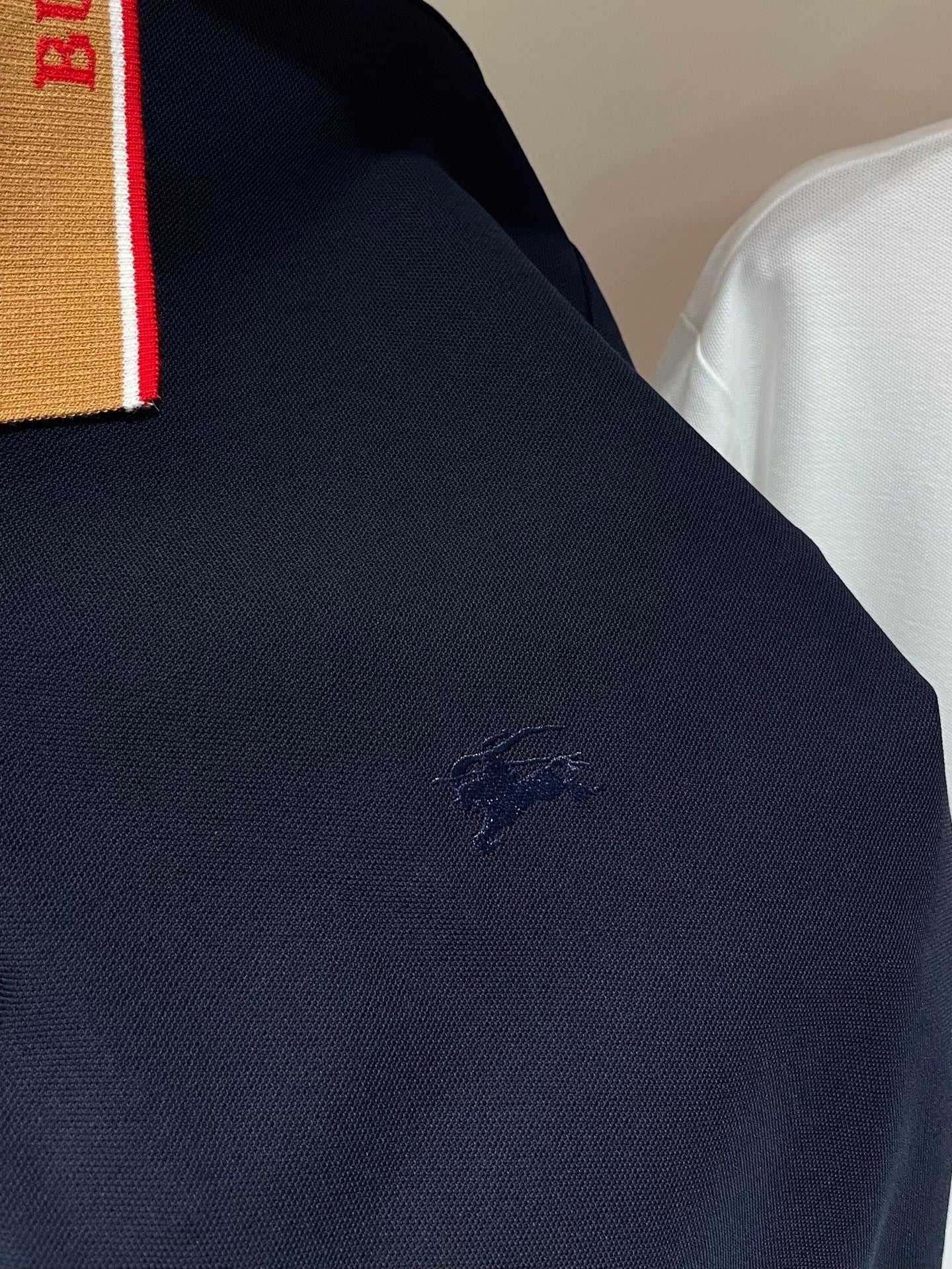 Burberry Logo Collar Cotton Polo Shirt "Navy Blue"