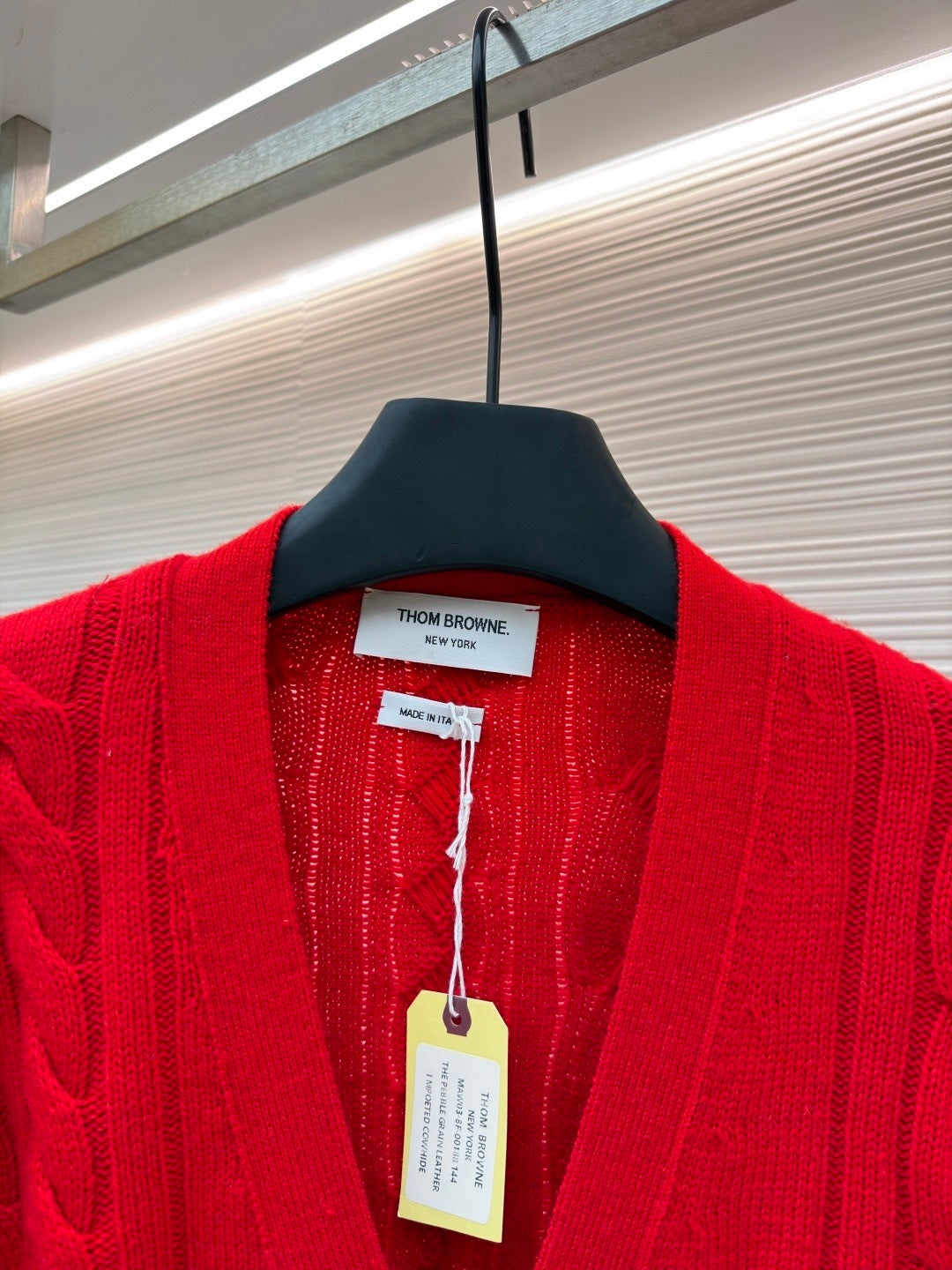 Thom Browne Cable-knit Wool Cardigan "Red"