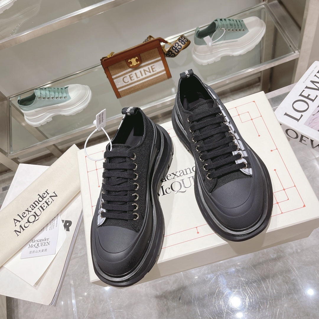 Alexander McQueen Tread Slick Low "Black-White Graffiti Logo"