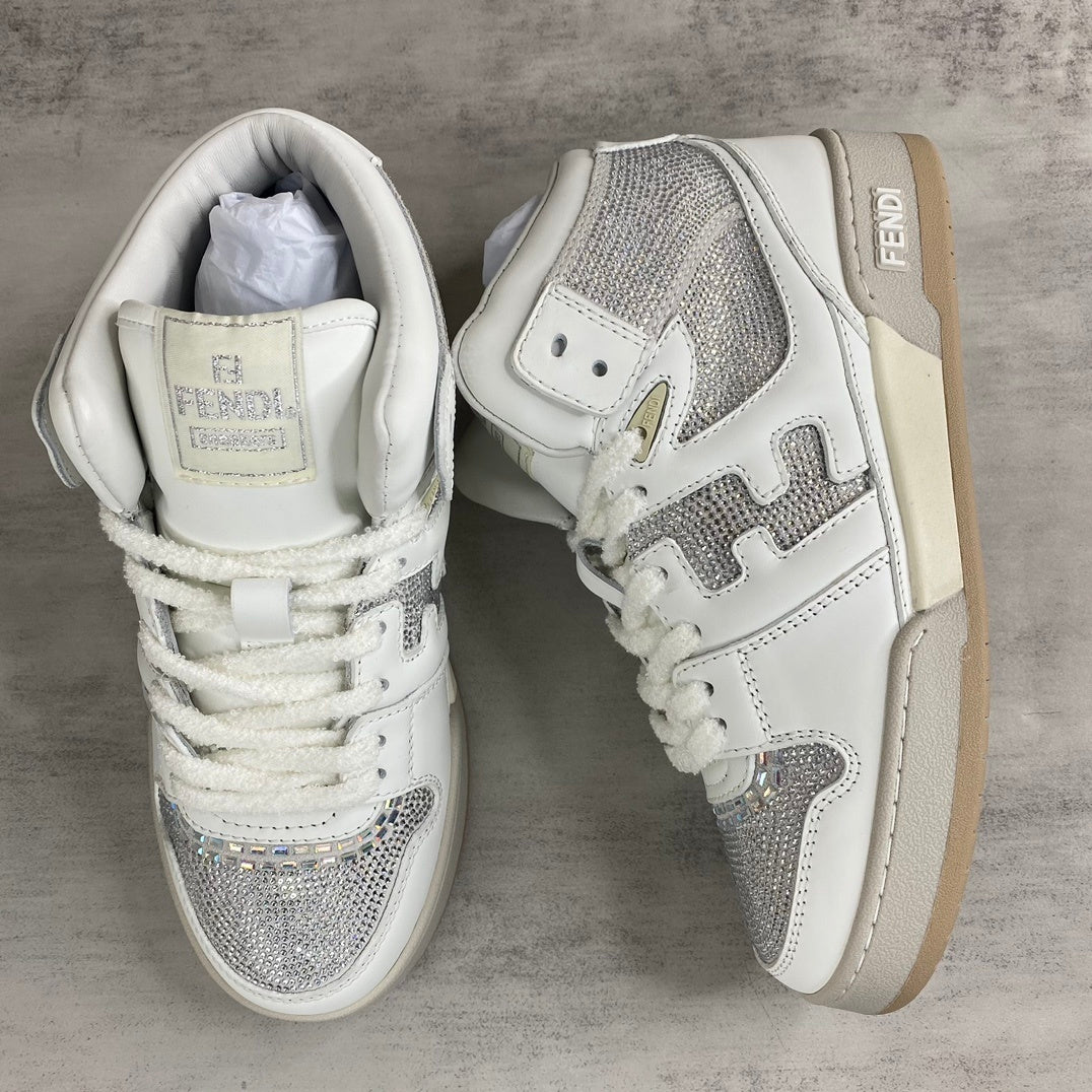 Fendi Match High-Top "White-Beige" Crystals