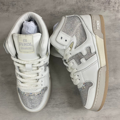 Fendi Match High-Top "White-Beige" Crystals