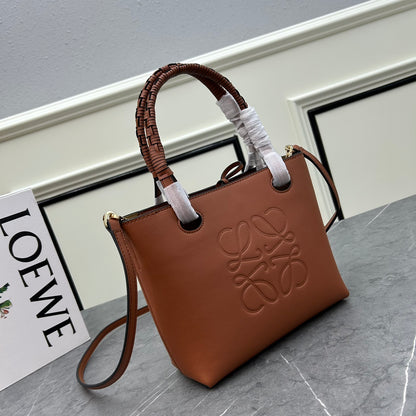 Loewe Anagram Embossed Small Leather Tote Bag "Brown"