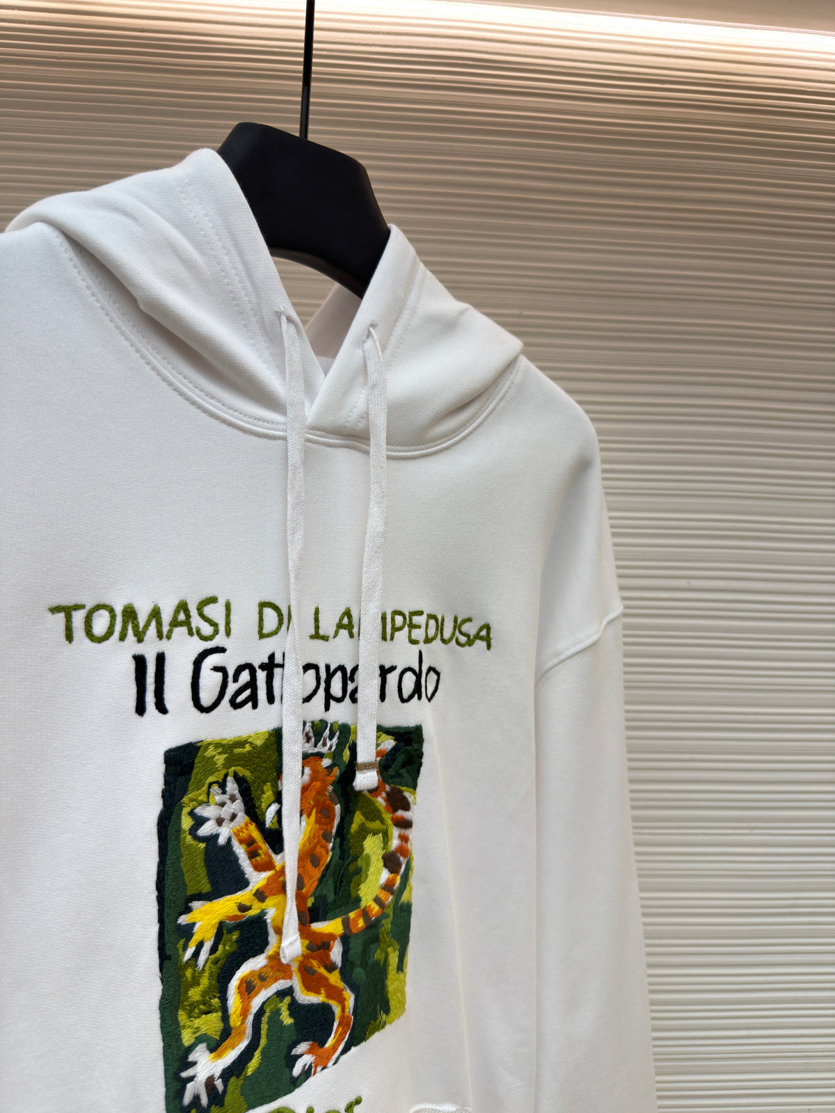 Dior Hooded Sweatshirt with Book Cover Embroidery "White Cotton Jersey"