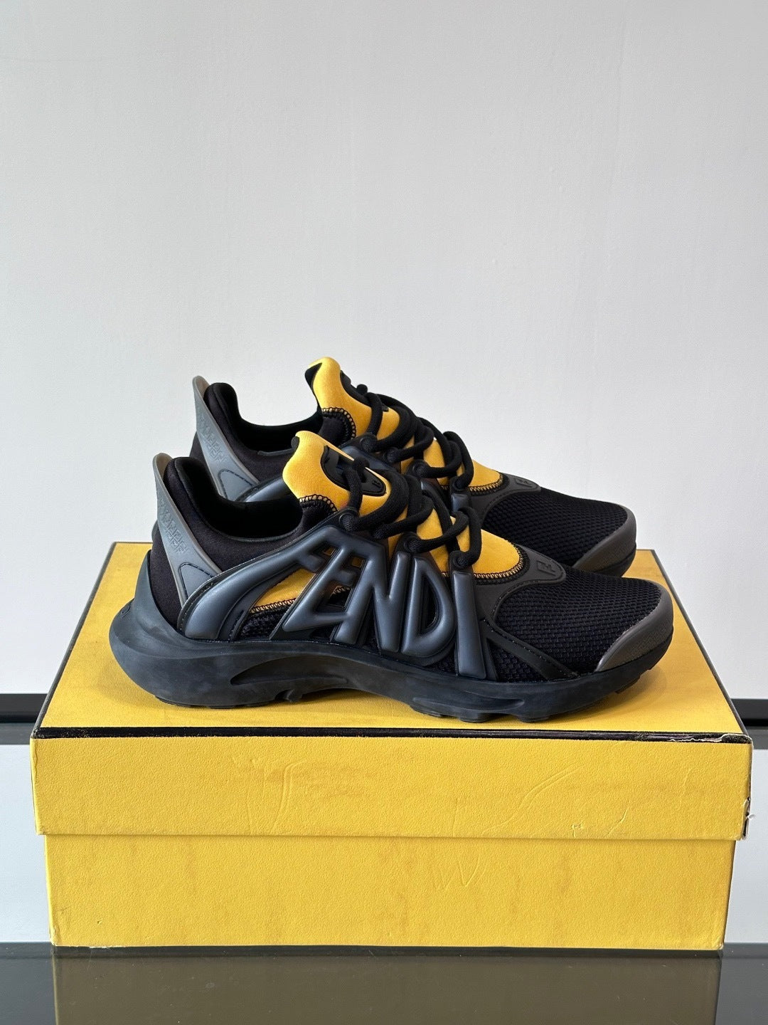 Fendi Tag Sneaker "Black-Yellow-Grey"