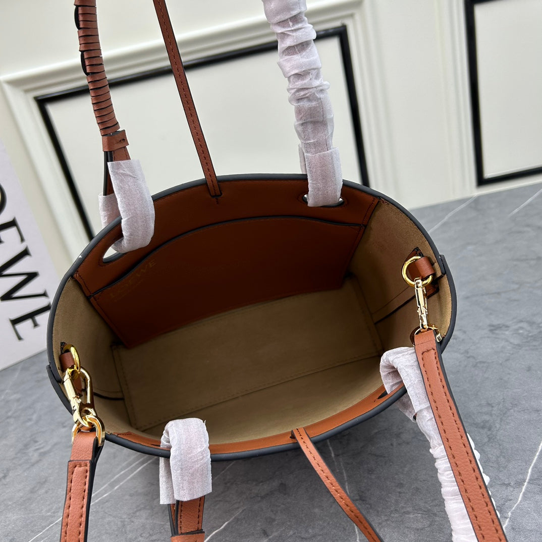 Loewe Anagram Embossed Small Leather Tote Bag "Brown"