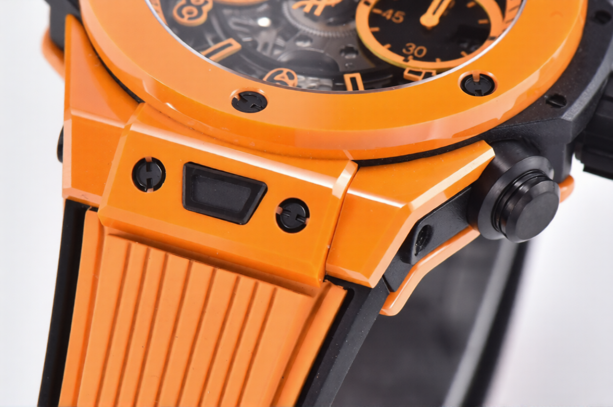 Hublot Big Bang Unico 42mm Orange Rubber Strap Orange Ceramic Sceleton Dial