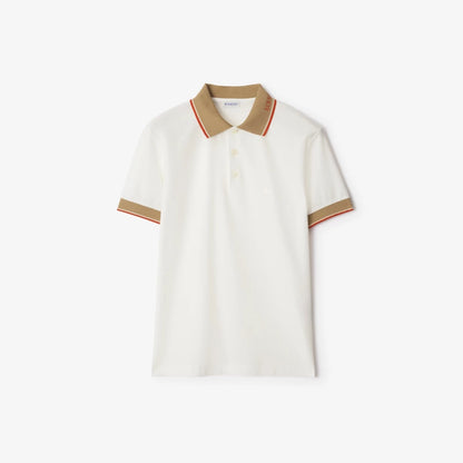 Burberry Logo Collar Cotton Polo Shirt "Chalk White"