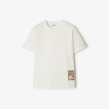 Burberry Check Label Cotton T-Shirt "Chalk"