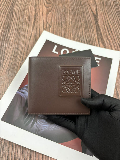 Loewe Bifold Wallet in Satin Calfskin "Dark Chestnut"