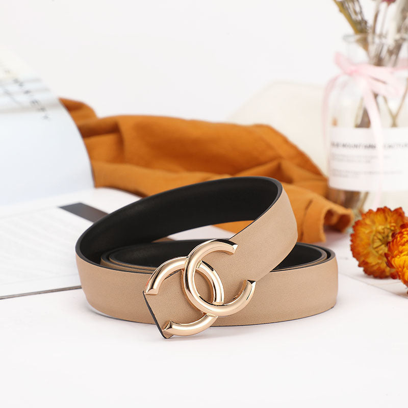 Chanel Leather Belt "Beige-Gold"
