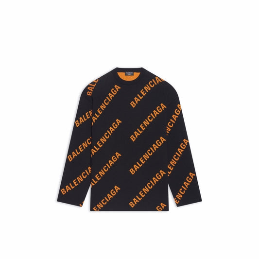 Balenciaga All-Over Logo Sweater "Orange"