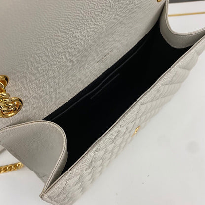 Saint Laurent Envlope Medium in Quilted Grain De Poudre Embossed Leather