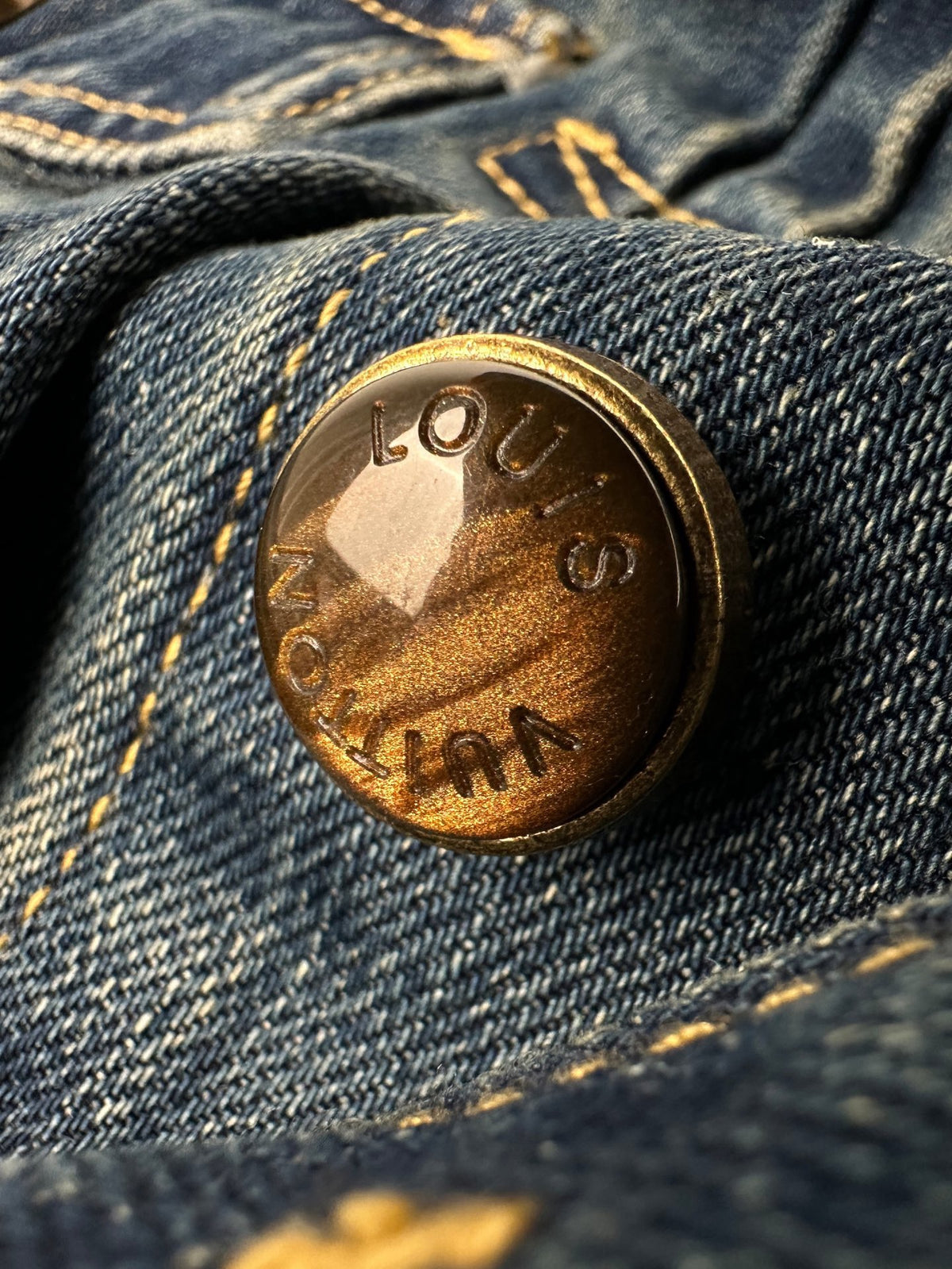 Louis Vuitton Denim Jacket With Leather Signature Details