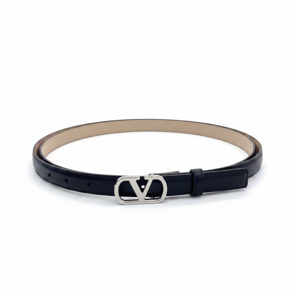 Valentino VLogo Signature 20mm Leather Belt "Black"