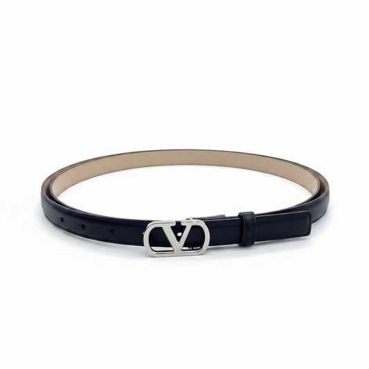 Valentino VLogo Signature 20mm Leather Belt "Black"