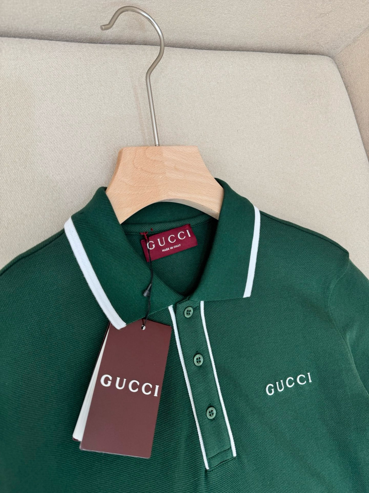Gucci Cotton Piquet Polo T-Shirt with Embroidery "Green"