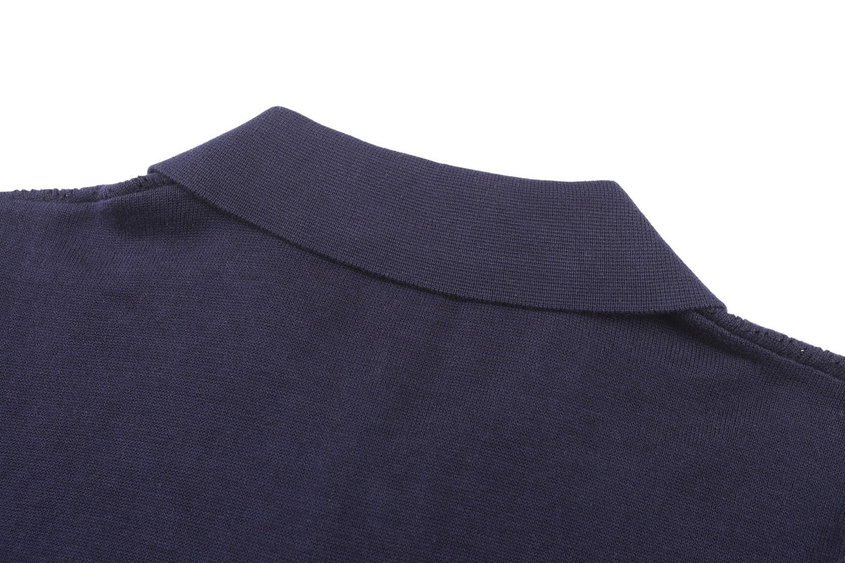 Fendi Cotton and Viscose Tricot Polo Shirt "Dark Blue"