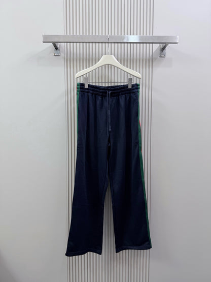 Gucci Silk Cotton Sportswear Pants with Web "Dark Blue"
