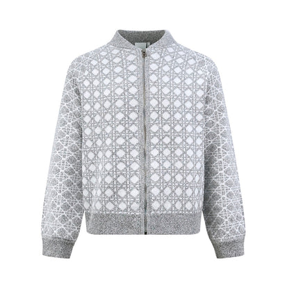 Dior Macrocannage Bomber Jacket "White and Gray Cotton-Blend Bouclé Knit"