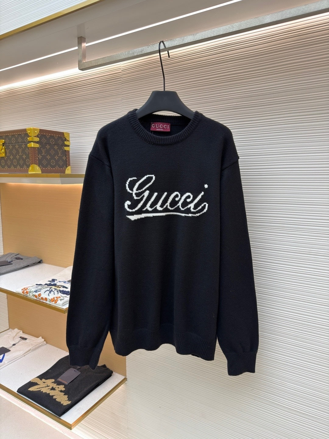 Gucci Knit Wool Sweater with Intarsia "Black"
