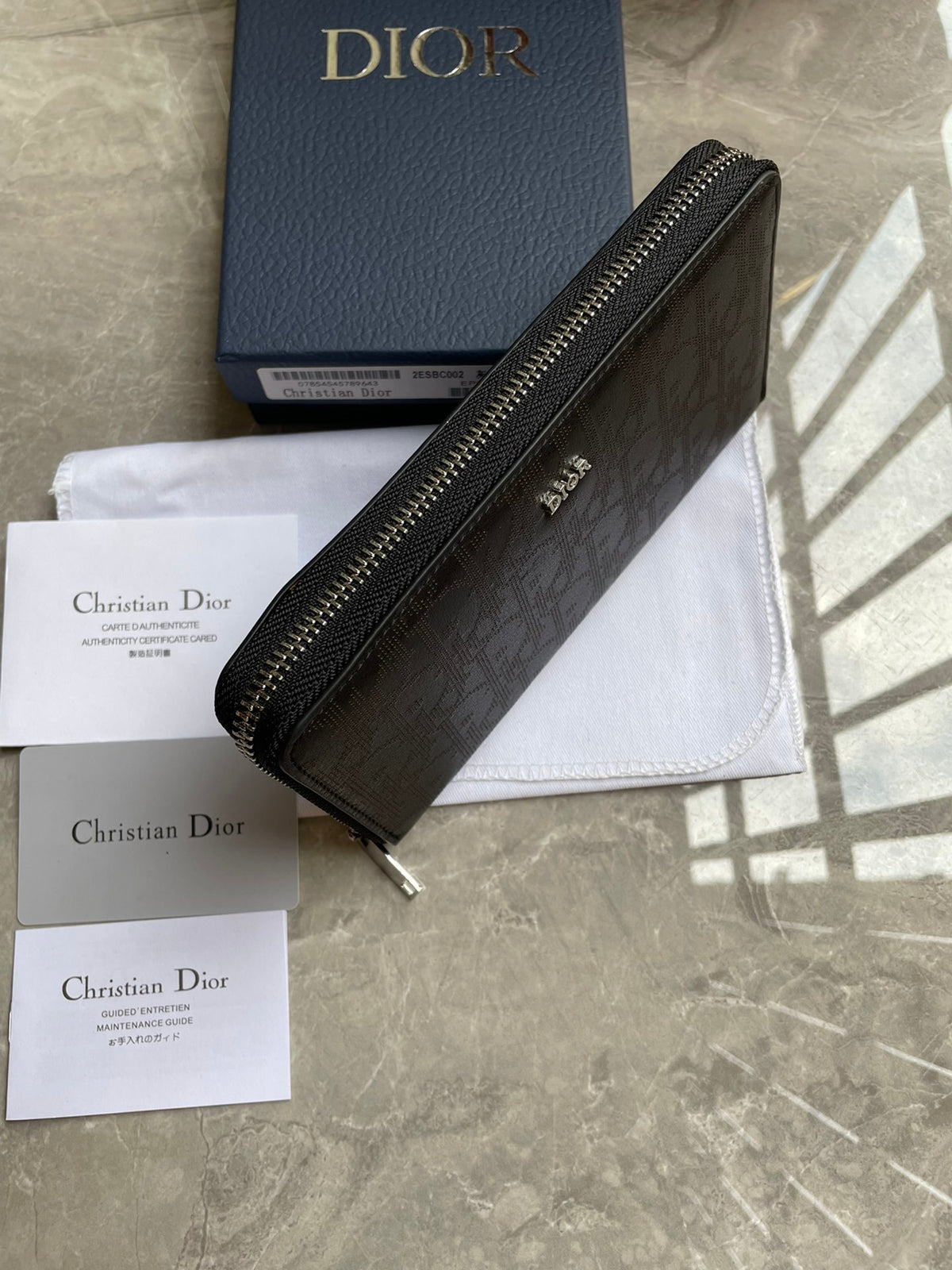 Dior Long Zipped Wallet "Black Oblique Galaxy Leather"