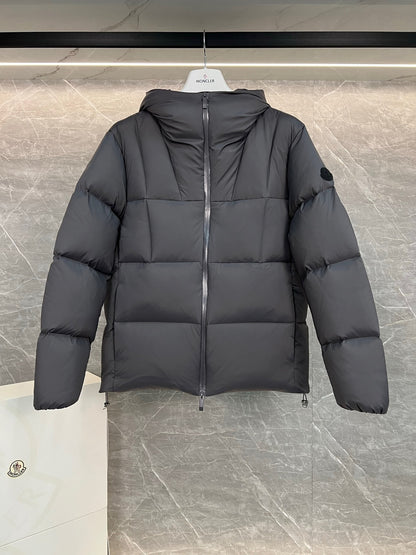Moncler Fusain Hooded Short Down Jacket "Grey"