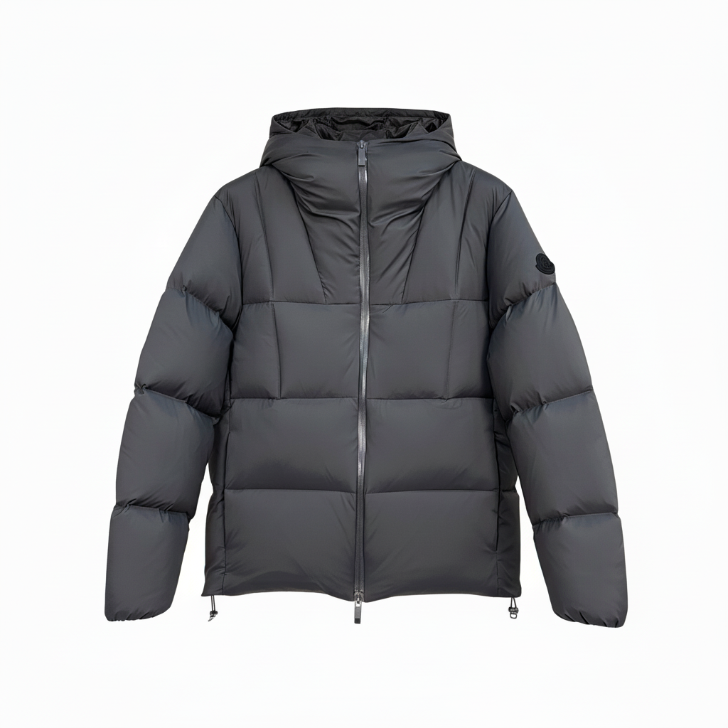 Moncler Fusain Hooded Short Down Jacket "Grey"