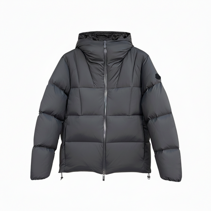 Moncler Fusain Hooded Short Down Jacket "Grey"
