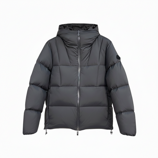 Moncler Fusain Hooded Short Down Jacket "Grey"