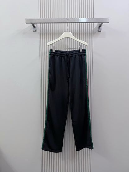 Gucci Silk Cotton Sportswear Pants with Web "Black"