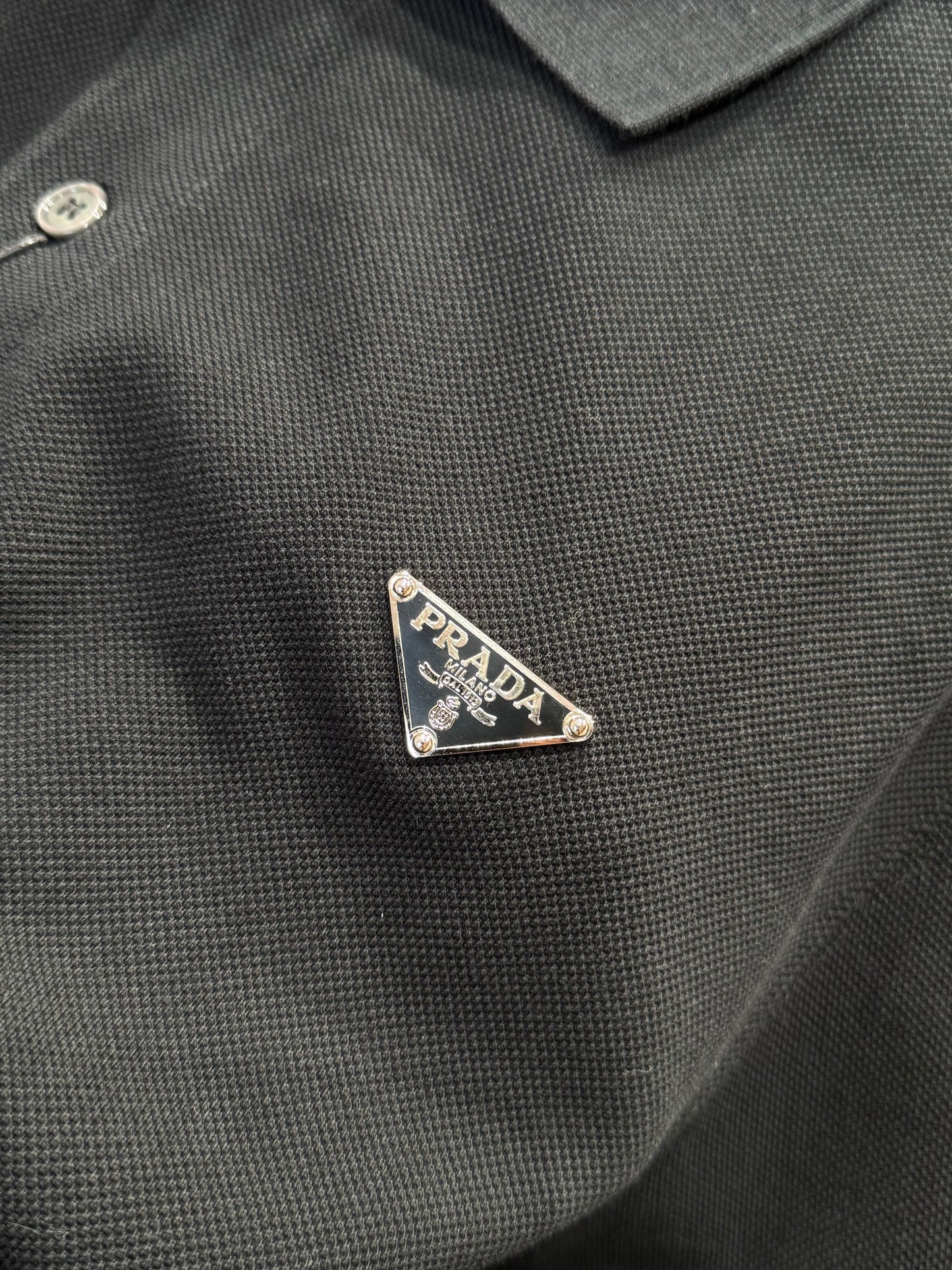 Prada Piqué Polo T-Shirt "Black"