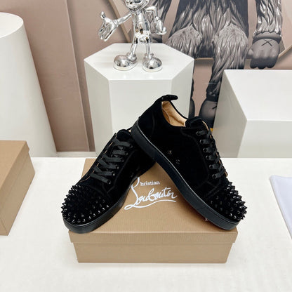 Christian Louboutin Louis Junior Spikes Orlato Veau Velours "Black"
