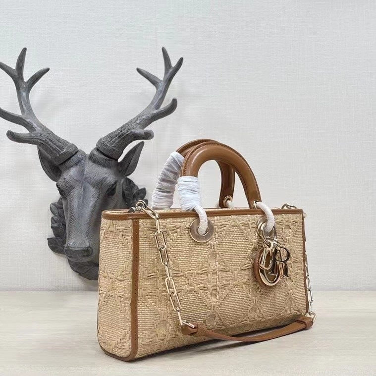 Dior Medium Lady D-Joy Bag "Natural Macrocannage Raffia"