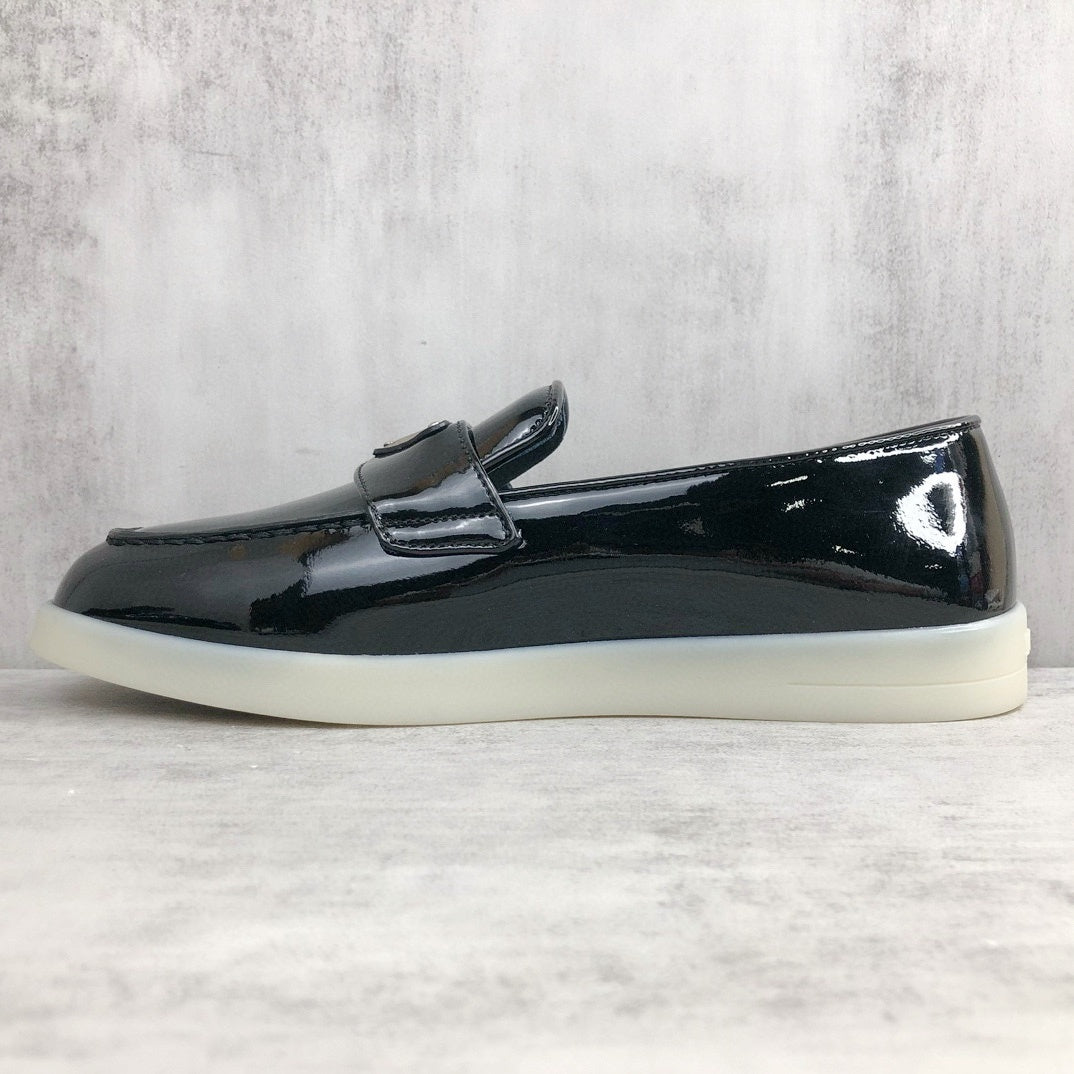 Prada Triangle-Logo Leather Loafers "Black"