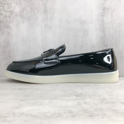 Prada Triangle-Logo Leather Loafers "Black"