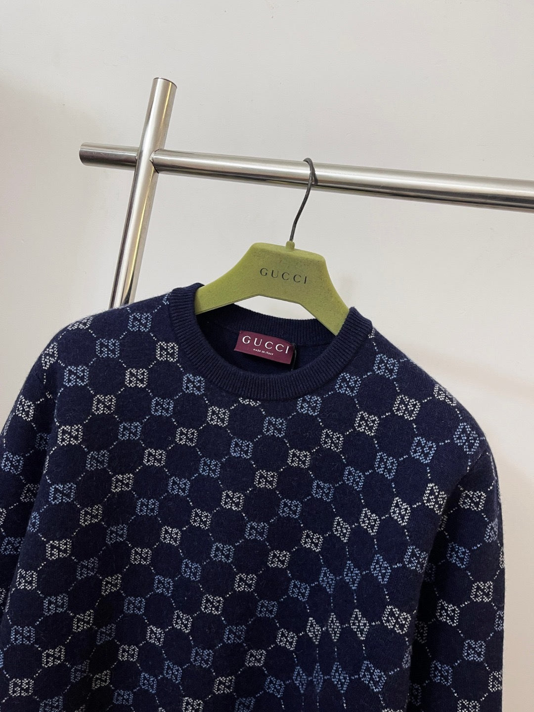 Gucci GG Double Wool Knit Sweater "Dark Blue"