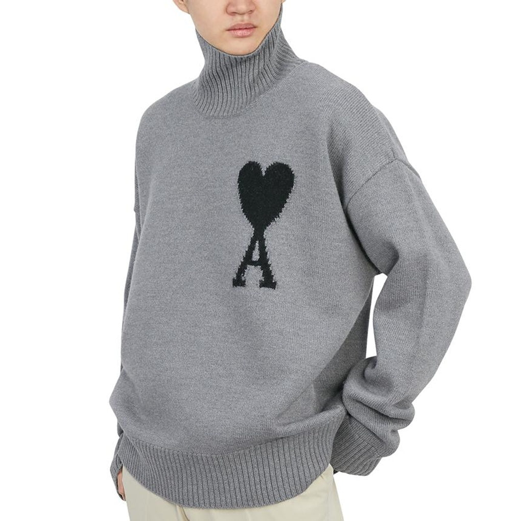 AMI Paris Ami De Coeur Turtleneck Sweater "Grey"