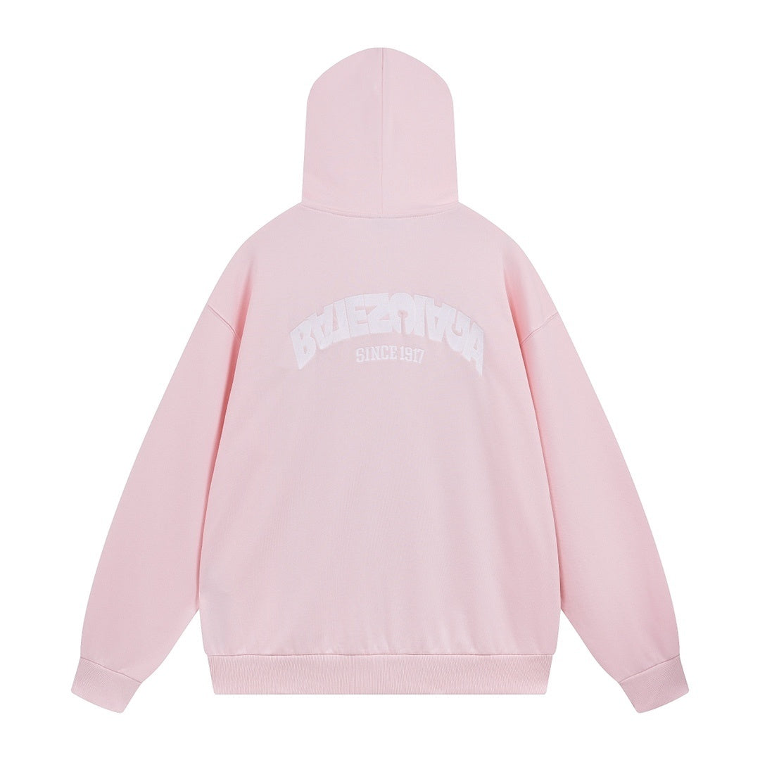 Balenciaga Round Backflip Zip-Up Hoodie "Pink-White"