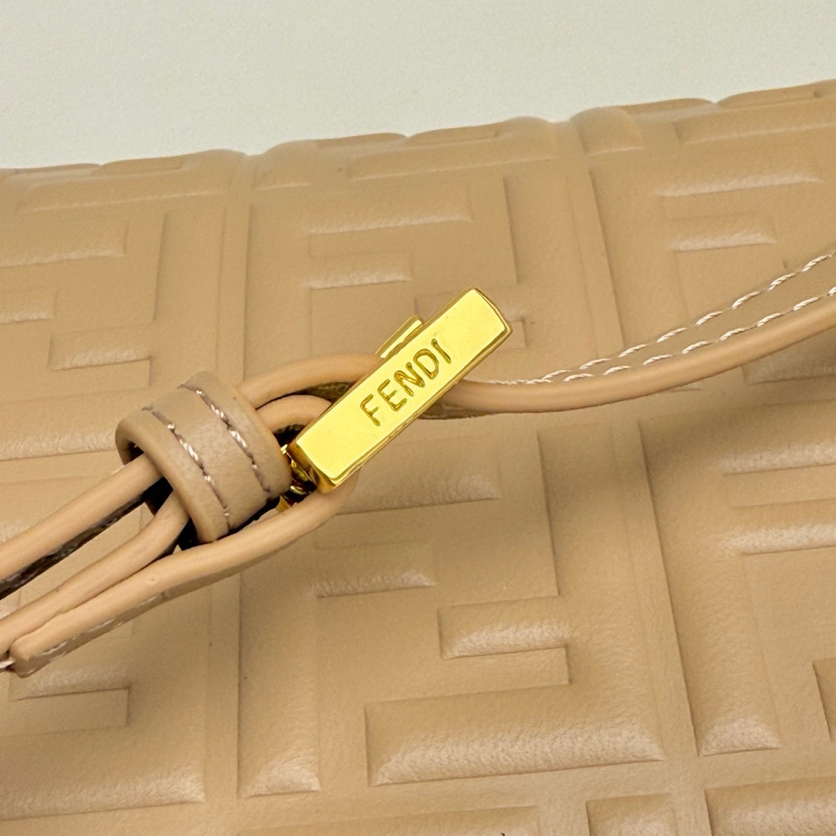 Fendi Tube Wallet On Chain "Light Brown Nappa Leather Wallet with FF Motif"
