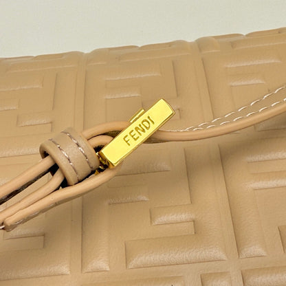 Fendi Tube Wallet On Chain "Light Brown Nappa Leather Wallet with FF Motif"
