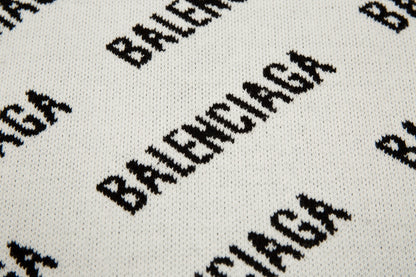 Balenciaga All-Over Logo Sweater "Beige-Black"