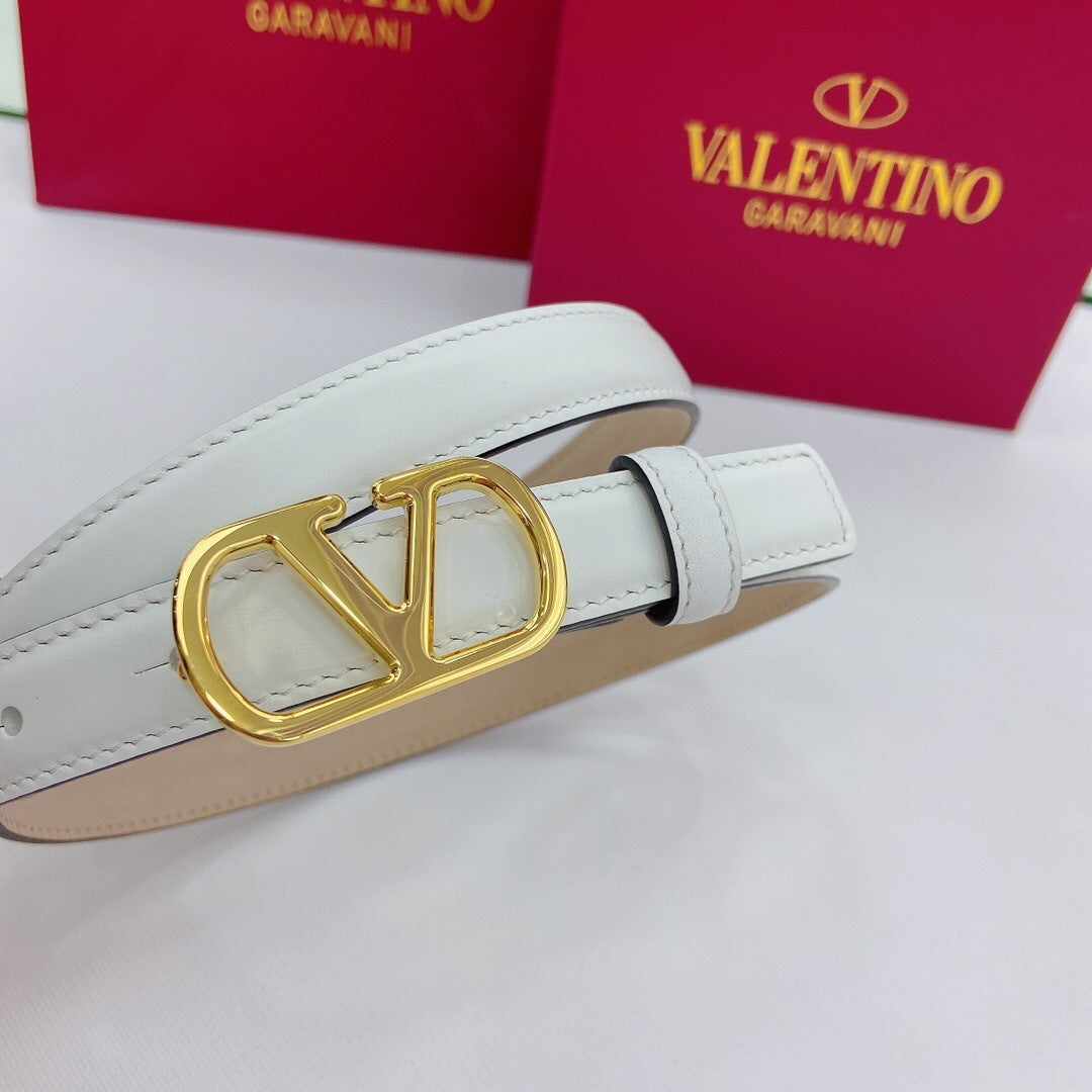 Valentino VLogo Signature 20mm Leather Belt "White"