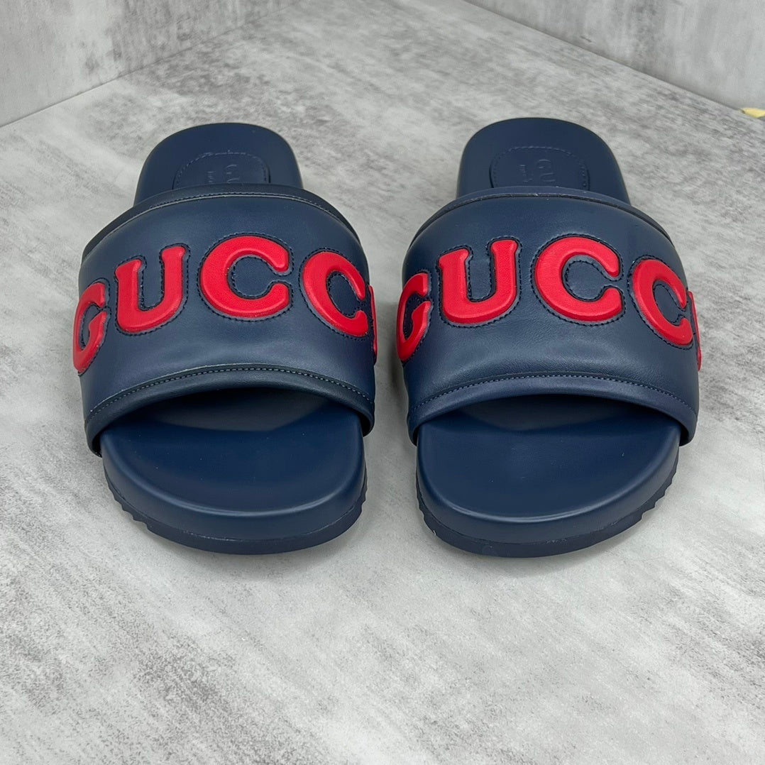 Gucci Slides "Navy Blue-Red"